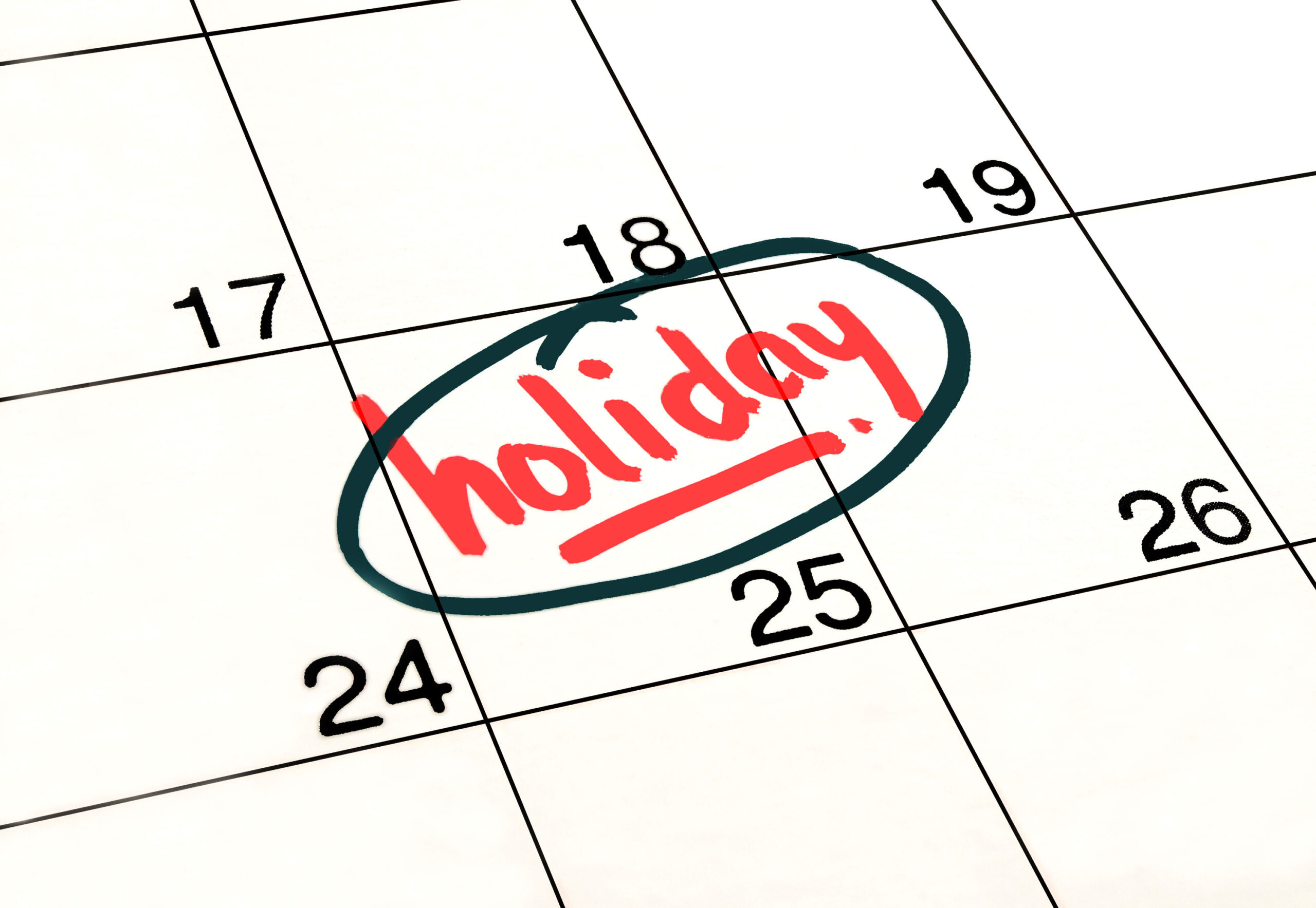 Planning holiday calendar 